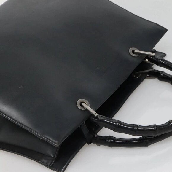 GUCCI Bamboo Hand Bag Leather Black 002 1010 3754 Auth 133382 - Picture 7 of 16
